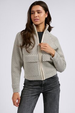 Yaya Knitted print jacket with pockets chalk white dessin