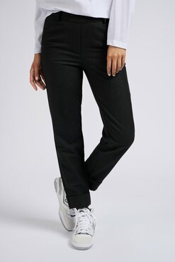 Yaya Soft pantalon with straight leg and turn up anthracite melange