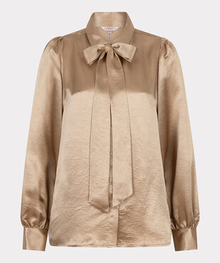 Esqualo Blouse bow crushed satin Light Sand