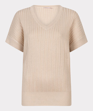 Esqualo Sweater wide V-neck Lurex Light Sand