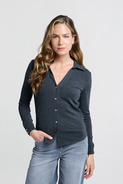 Yaya Jersey melange blouse anthracite melange