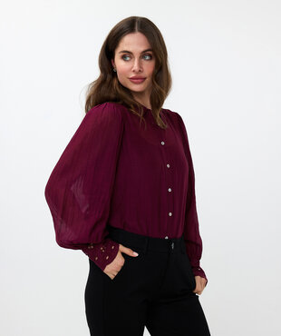 Esqualo Blouse fancy lace cuff Wine Red