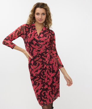 Esqualo Dress mesh wrap over Print