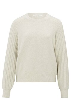 Yaya Rib mixed sweater ls off white melange