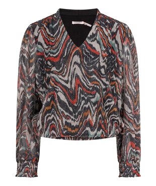 Esqualo Blouse lurex plisse Waves Print