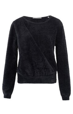 Yaya Fluffy overlaping cardigan black