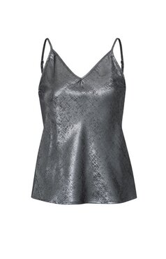 Yaya Metallic drape singlet dark metal grey