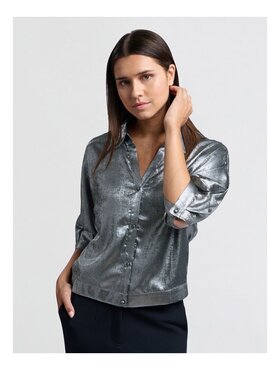 Yaya Metallic batwing blouse dark metal grey