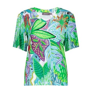 Geisha T-shirt v-neck jersey AOP turquoise/green  52445-60 JAZZ
