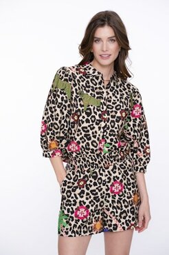 Geisha Blouse sand/green/blue  53491-20