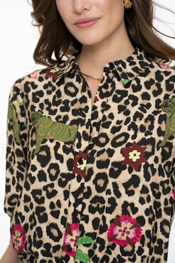 Geisha Blouse sand/green/blue  53491-20