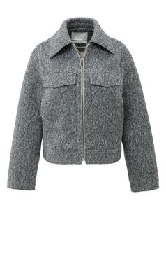 Yaya Short oversized boucle jacket black oyster melange 02-001064-508