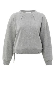 Yaya Sweatshirt with pleat detail and cord medium grey melange 01-109094-508