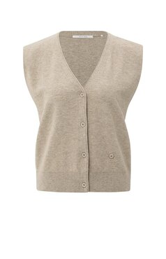 Yaya Knitted gilet a-symmetric button closure sand melange 01-010120-508