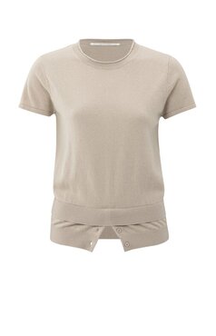 Yaya Short sleeve knitted top with double hem sand melange 01-000484-508