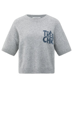 Yaya Short sleeve sweater with artwork light grey 01-000485-508
