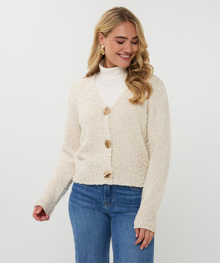 Esqualo Cardigan fancy button Off White
