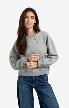 Yaya Sweatshirt with pleat detail and cord medium grey melange 01-109094-508