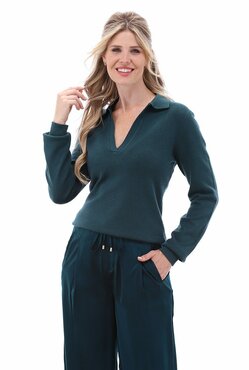 K-Design Pull met polokraag B864 deep teal