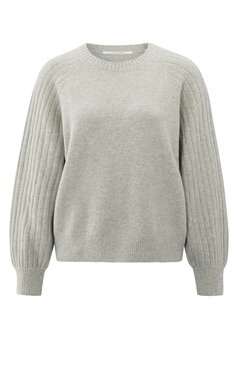 Yaya Rib mixed sweater ls brownish grey melange 01-000410-509