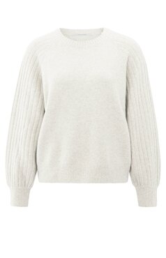 Yaya Rib mixed sweater ls off white melange 01-000410-509