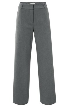 Yaya Woven wide leg trousers  with belt anthracite melange 01-301212-509