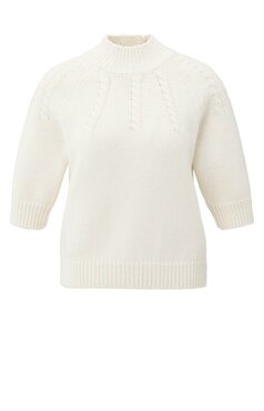 Yaya Cable sweater short sleeve off white knit 01-000491-509