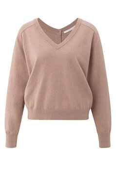 Yaya Double v-neck sweater with buttons at back blush pink 01-000494-509