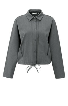 Yaya Blouse jacket with waist pleats anthracite melange 01-201175-509