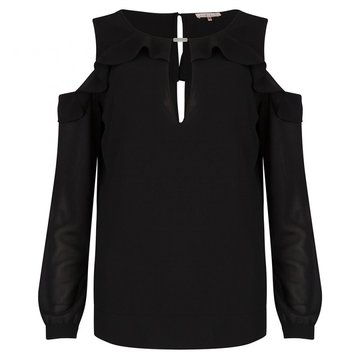 Esqualo blouse zwart met open schouders
