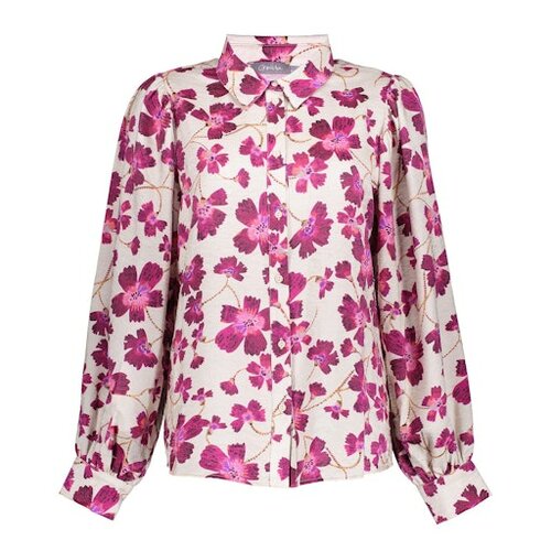 Geisha Blouse  light sand / fuchsia