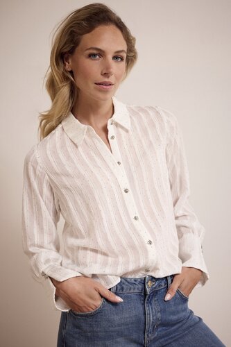 Tramontana Rhinestone Blouse OffWhite